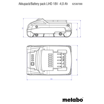 Metabo LiHD baterija 18V-4.0Ah 625367000-1